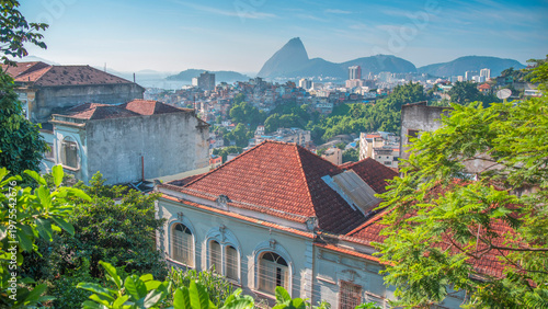 Bild auf Leinwand Authentic Santa Teresa District View towards Sugarloaf Mountain in Rio de Janeir