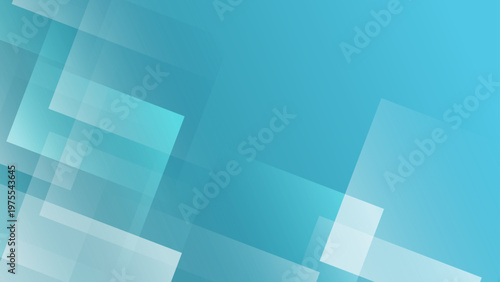 Sophisticated cyan blue background with overlapping translucent square tiles creating a professional technology inspired geometric texture