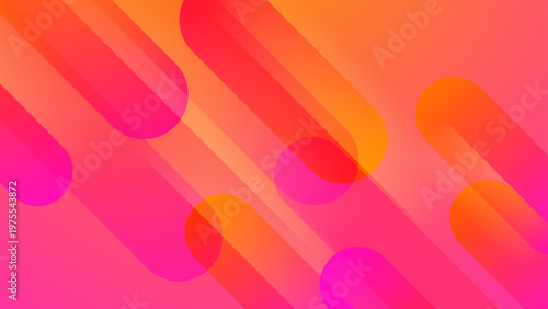 Warm and bright abstract background with overlapping orange and pink rounded shapes creating a sunny energetic feel