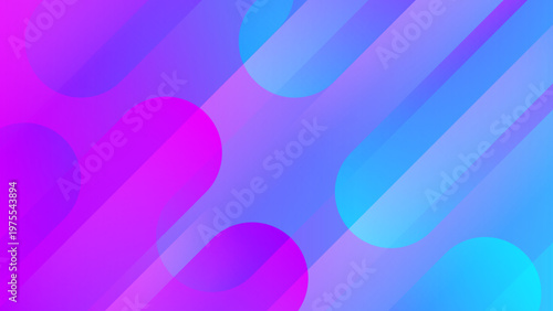 Smooth aesthetic background with diagonal rounded lines and capsules in bright purple and blue gradient tones