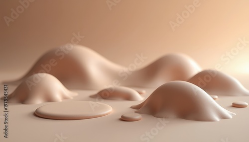 Abstract Organic Forms Emerge From Smooth Surface Mimicking Skin Texture In Subtle Lighting With Soft Shadows And A