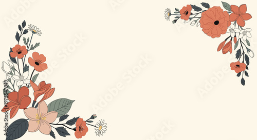 A stylized floral arrangement with a soft, muted palette evokes a sense of calm and natural beauty. Perfect for branding, spring promotions, or decora