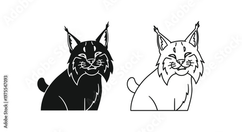 Cute Lynx Cat Art Designs - Sketch Style Vector