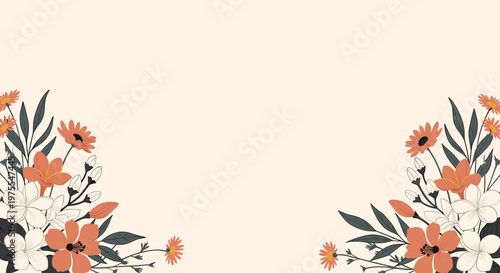 A serene and stylish floral illustration with muted colors evokes a sense of calm and natural beauty, perfect for backgrounds, website design, or spri