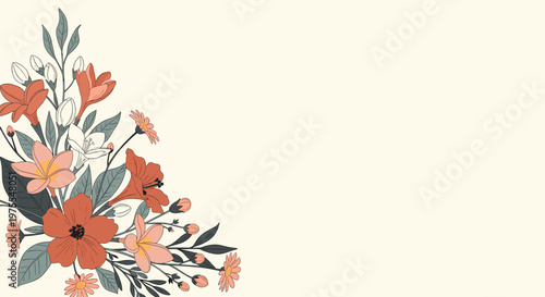 A charming floral illustration evokes a sense of natural beauty and serenity. Perfect for backgrounds, website design, or springtime marketing materia