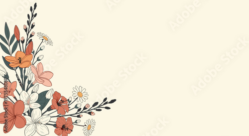 A beautifully detailed floral illustration evoking a sense of calm and natural elegance. Ideal for backgrounds, springtime themes, or conveying delica