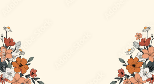 A cheerful and stylized floral illustration evokes a sense of freshness and growth. Ideal for spring-themed marketing, website backgrounds, or adding 