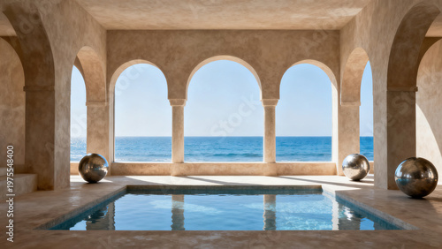 Wabi-Sabi Arch Door · Swimming Pool Sea View