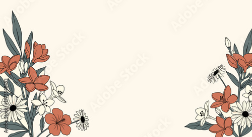 A charming and minimalist floral illustration evokes a sense of natural beauty. Ideal for backgrounds, spring themes, or adding a fresh touch to desig