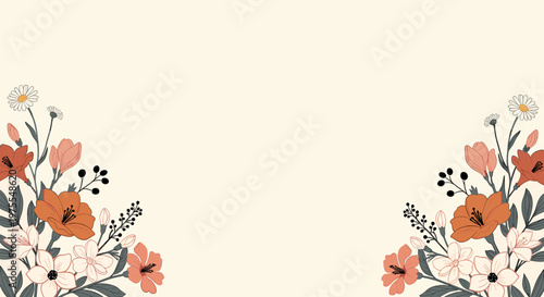 A vibrant and modern floral illustration, perfect for backgrounds, stationery, and website designs.  The composition evokes a sense of fresh beauty an