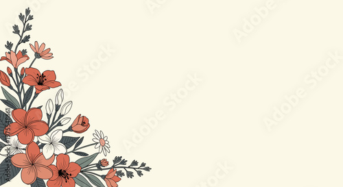 A vibrant and stylized illustration of tropical flowers. Perfect for backgrounds, designs, or adding a touch of exotic beauty to any project. Evokes a