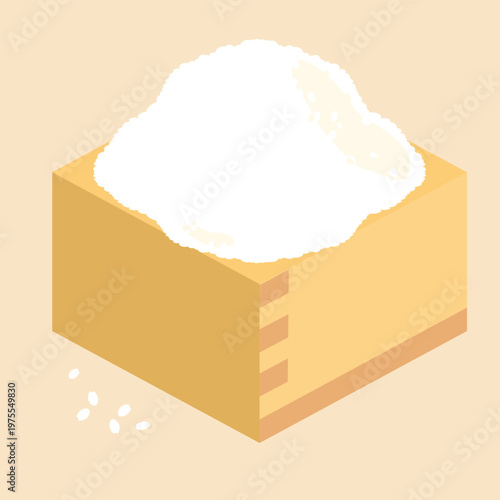枡に盛られた米粒のイラスト