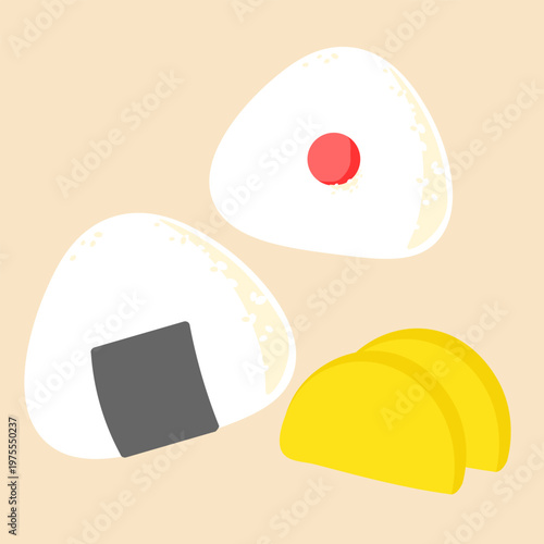 おにぎりとたくあんのイラスト