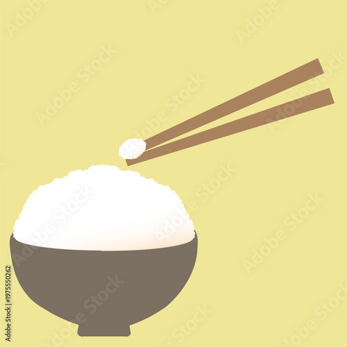 お茶碗に盛られたご飯とお箸