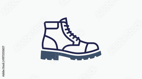 Minimalist Boot Icon with Dark Blue Outline