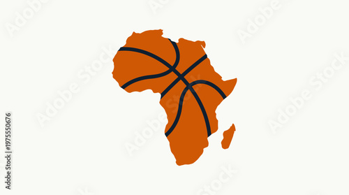 Basketball Shaped Africa Silhouette on White Background