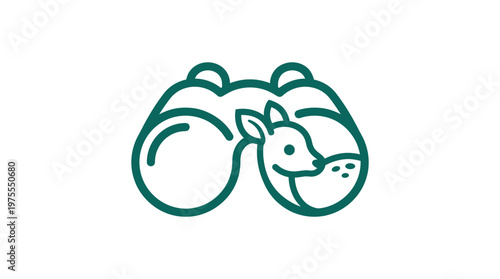 Binoculars With Deer Icon Nature Observation Logo