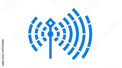 Blue Signal Icon Representing Wireless Communication