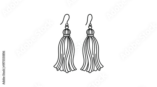 Elegant Tassel Earrings Line Art