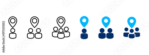 Localization and Community: Various illustrations depict a community gathered around a location marker, symbolizing connection and shared space.