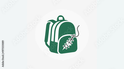 Green Backpack with Repair Stitching Icon