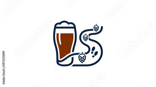 Craft Beer Journey Logo With Hops and Footprints