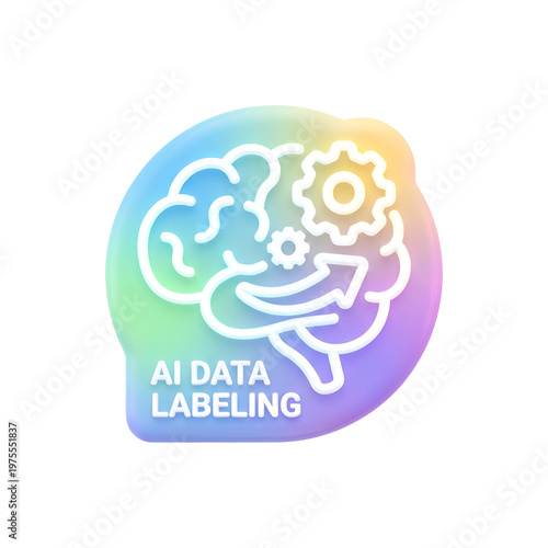 Artificial Intelligence Data Labeling Brain Illustration.