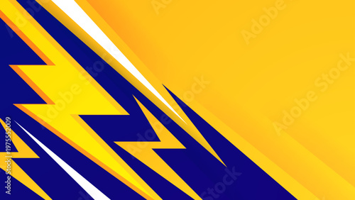 Aggressive and dynamic yellow and navy blue sharp geometric shapes for sports racing and automotive design