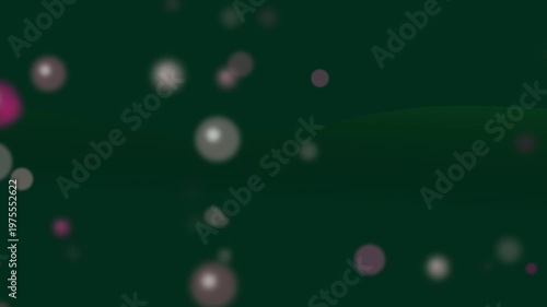 Abstract Dark Green Background with Soft Pink and White Bokeh Light Effects