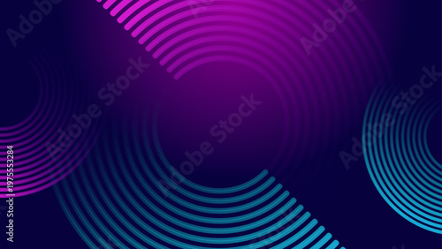 Futuristic dark background featuring glowing neon circular segments in pink and blue for gaming and tech visuals