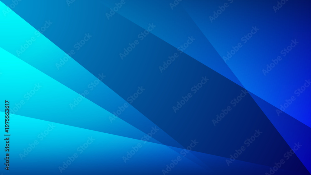 Fototapeta premium Deep blue and cyan abstract background featuring sharp overlapping geometric shapes and light