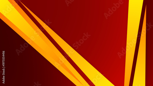 Modern premium aesthetic background with elegant red gradient and sharp golden geometric diagonal stripes for luxury corporate presentation