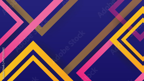 Dynamic navy blue background with vibrant overlapping colorful square frame outlines