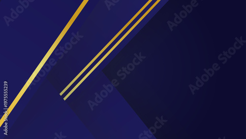 Sophisticated dark navy blue abstract background with elegant gold diagonal lines for luxury branding corporate identity and premium invitations