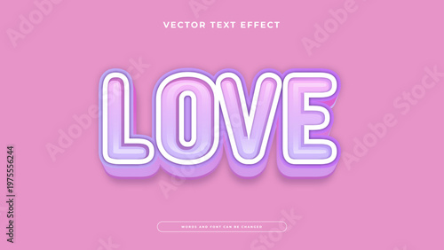 3D soft pink and purple bubble style text effect with a glossy finish for romantic and cute design themes