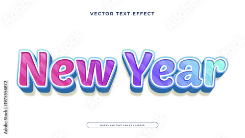 Colorful 3D new year text effect with playful gradients for celebration materials