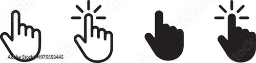 cursor hand pointer icon set click gesture sign symbol design vector illustration