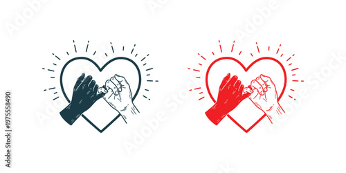 Heartwarming fathers day illustration hands forming a heart shape