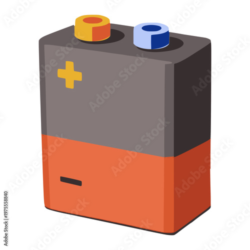 battery electrical power energy flat color vector illustration template design