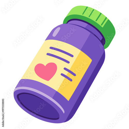 drug jar medicine healthy flat color vector illustration template design