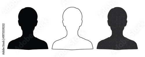 Set of 3 User Profile Avatars Vector Icons