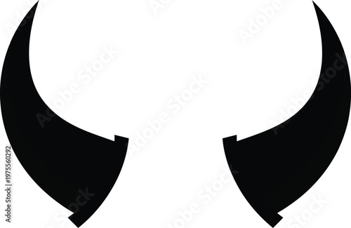 Black devil horns silhouette icon isolated on white background for graphic design and costume projects