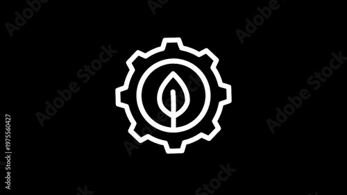Green technology and sustainability concept icon with leaf inside gear