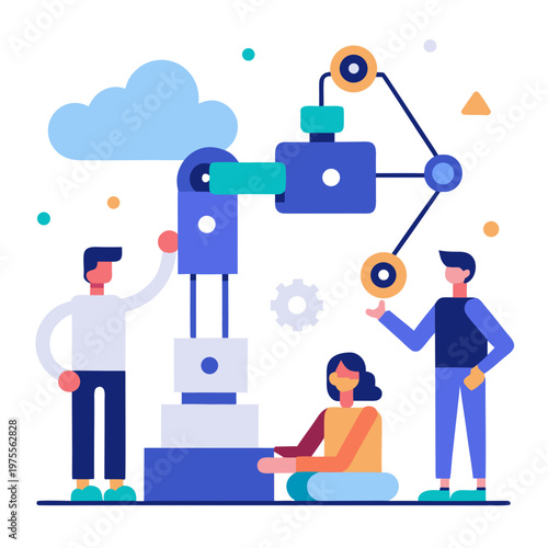 AI Automation Replacing Human Jobs Concept White Background 