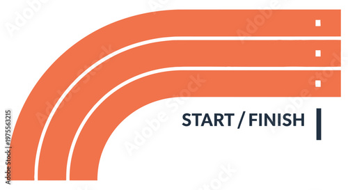 Abstract orange running track illustration with start and finish line markings