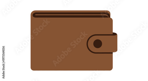 Minimalist Illustration of a Brown Leather Wallet with a Simple Tab Closure
