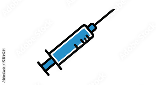 Minimalist Illustration of a Syringe Against a White Backdrop Representing Healthcare