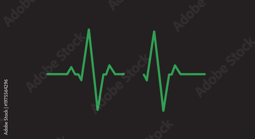 Minimalist representation of heart activity displayed as a bright green waveform on a black