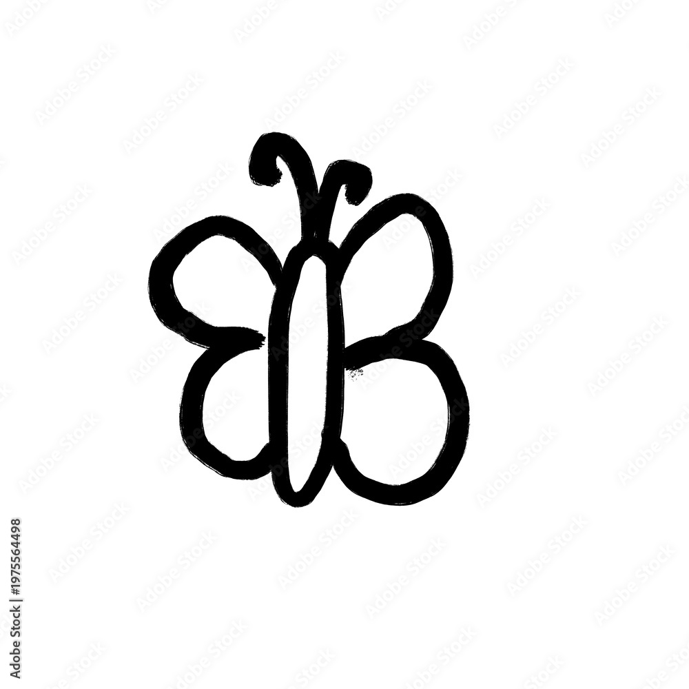 Obraz premium Simple Hand Drawn Butterfly Minimal Line Art Illustration