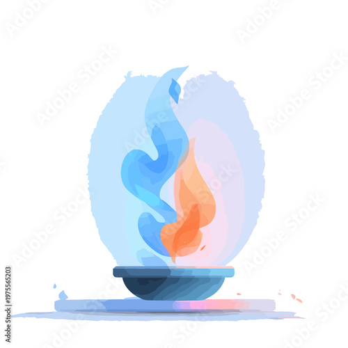 Abstract Chemistry Laboratory Experiment with Blue and Orange Flames